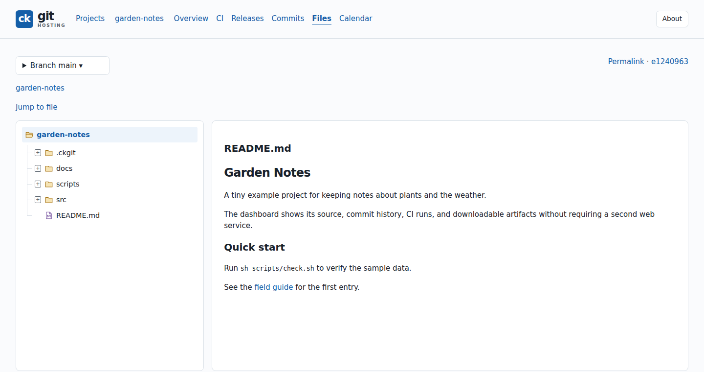 Dashboard file browser and rendered README