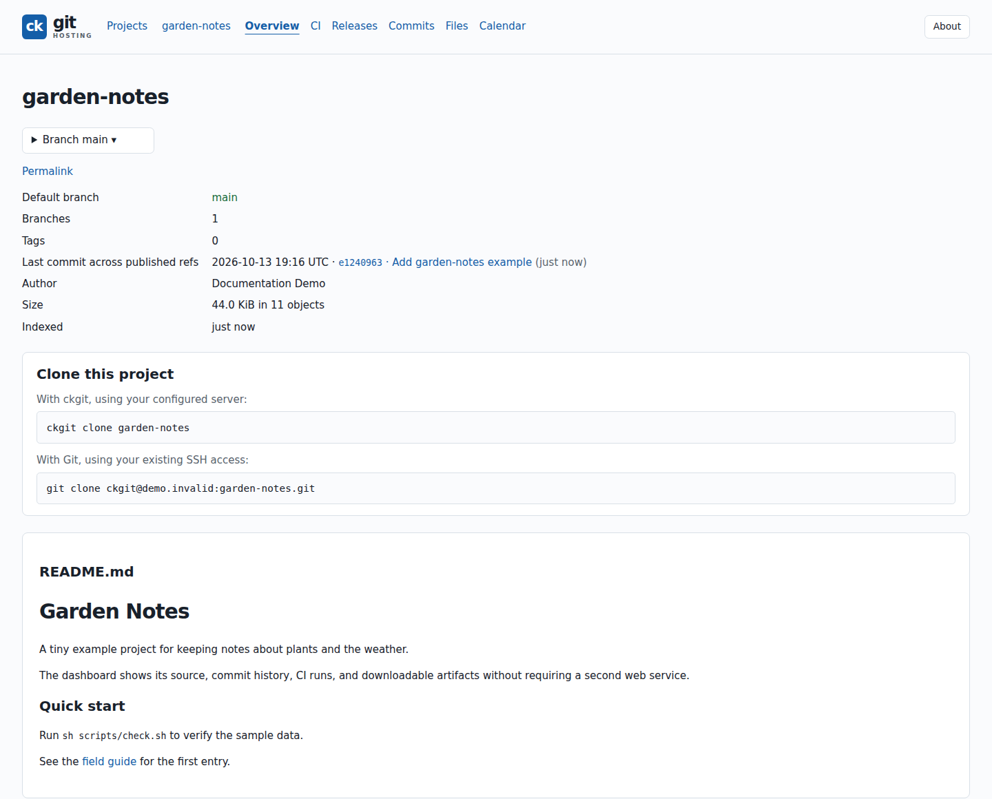 Overview of the Garden Notes example project